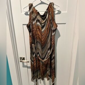 Voir Voir Brown and Cream Patterned Dress